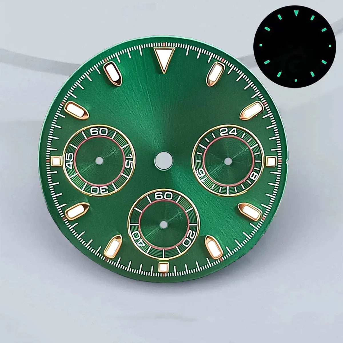29mm VK63 chronograph dial Custom logo Panda dial Green glowing fit VK63 quartz movement watch accessories
