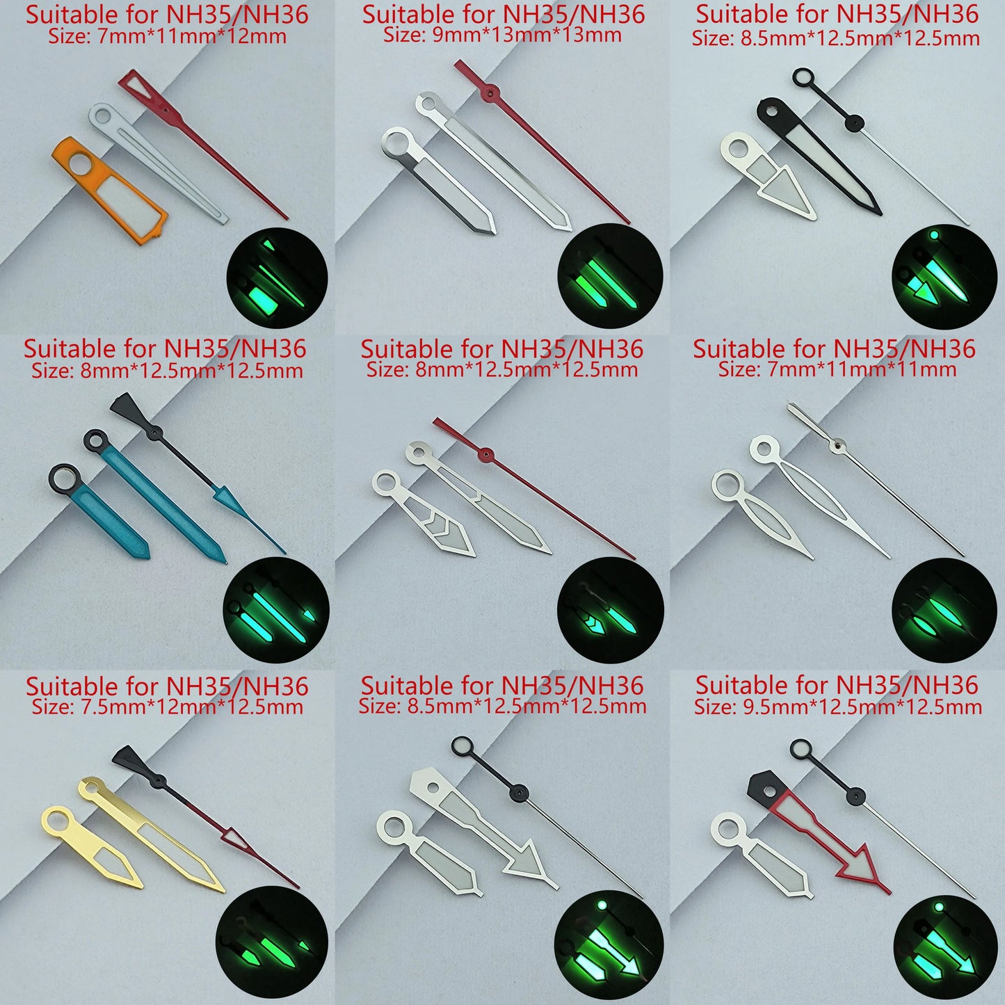 NH35 Hands Watch Hands Watch Accessories Watch Pointer White Pointer Green Super Luminous Suitable For N H35 N H36 Movement