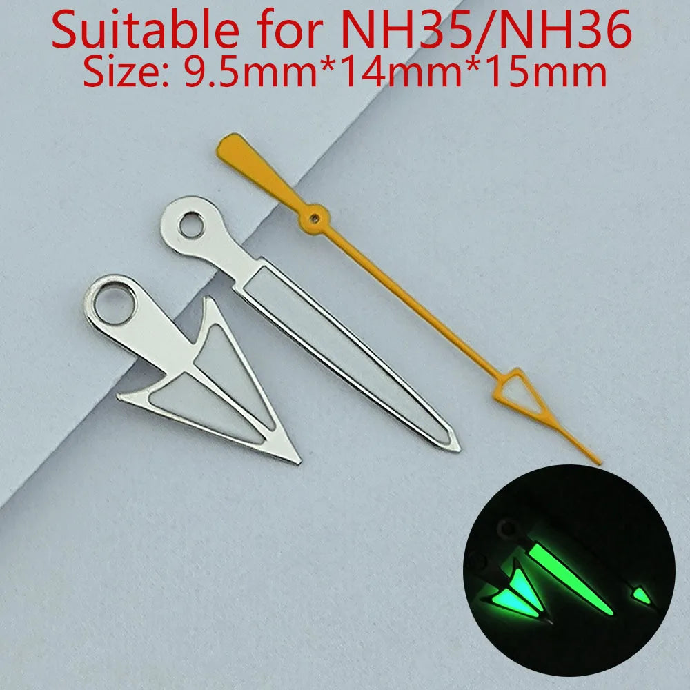 NH35 Hands Watch Hands Watch Accessories Watch Pointer White Pointer Green Super Luminous Suitable For N H35 N H36 Movement