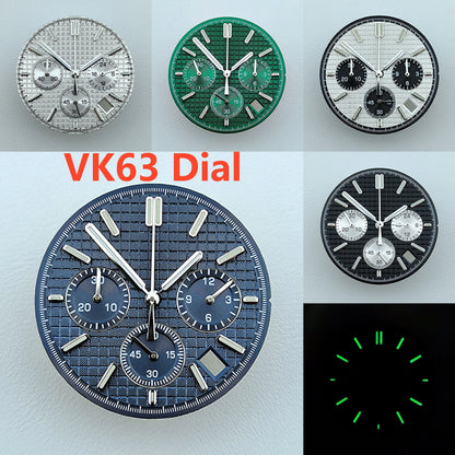 VK63 dial 31.8mm No Logo Dial Panda Dial Green luminous Dial fit VK63 movement watch accessories repair tools