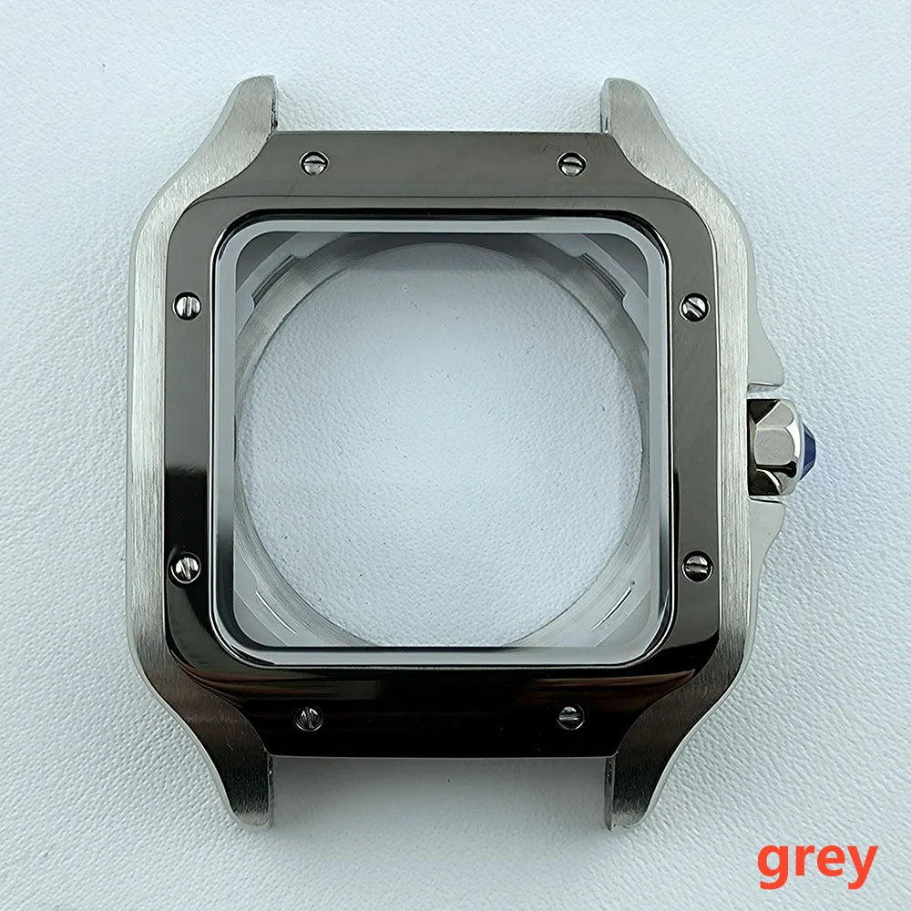 38mm NH35 Watch case Square Dial Roma Dial Watch Case Folding Buckle Square Case Leather strap fit NH35 movement