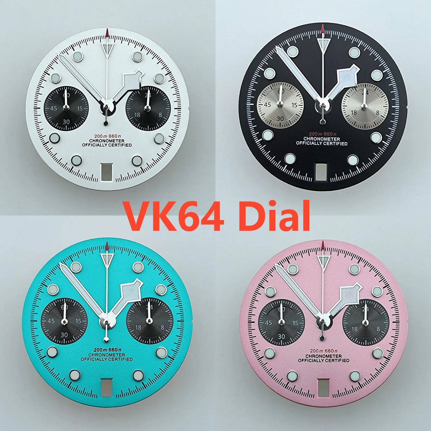 VK64 chronograph dial Custom logo Arabic numeral panda dial 29mm green glowing dial fit VK64 quartz movement watch accessories