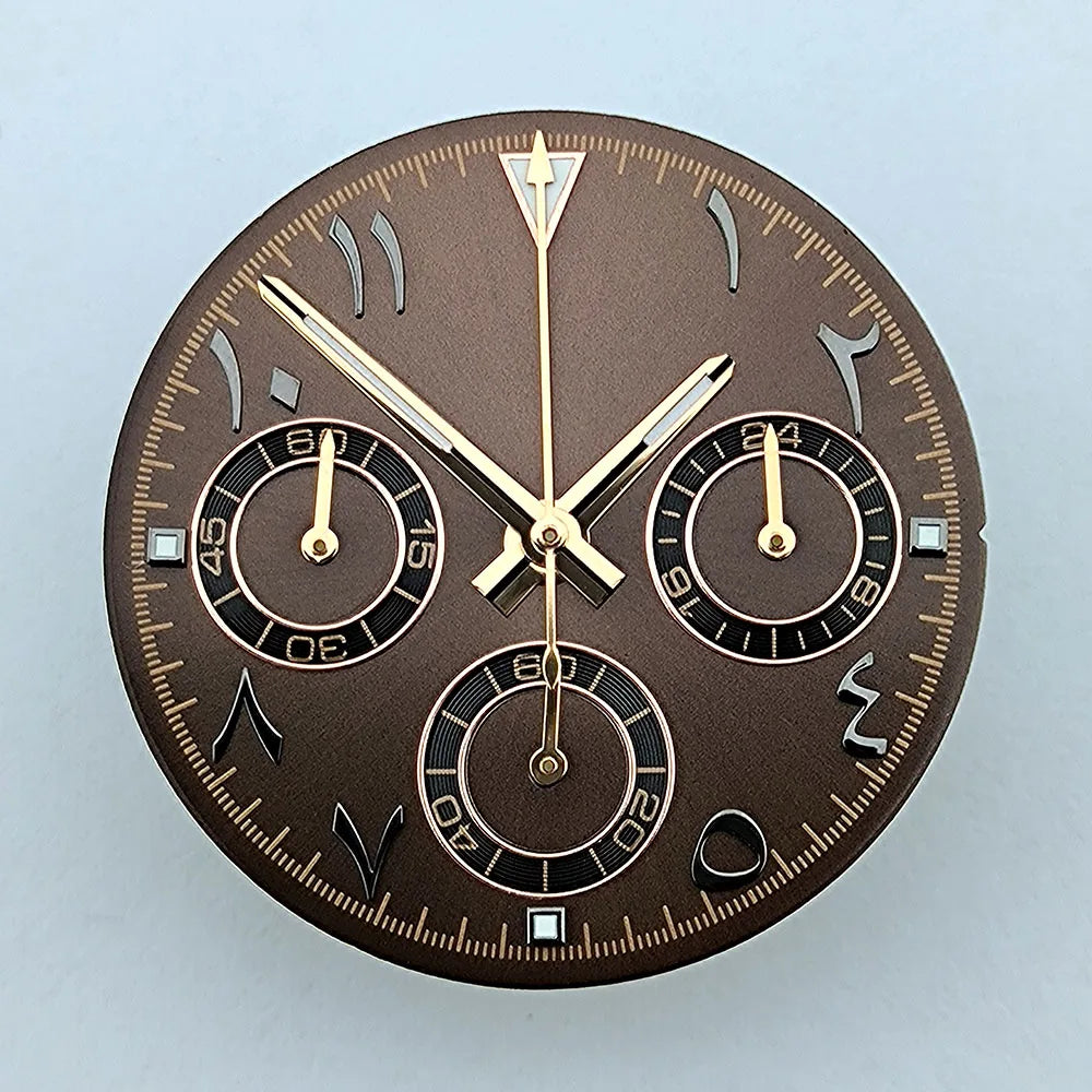 NEW VK63 chronograph dial Custom logo Arabic numeral panda dial 29mm green glowing fit VK63 quartz movement watch Repair tools