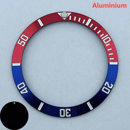 insert bezel ceramic/aluminium 38mm high quality green/blue luminous bezel is tilted for 40mm case watch repair tools