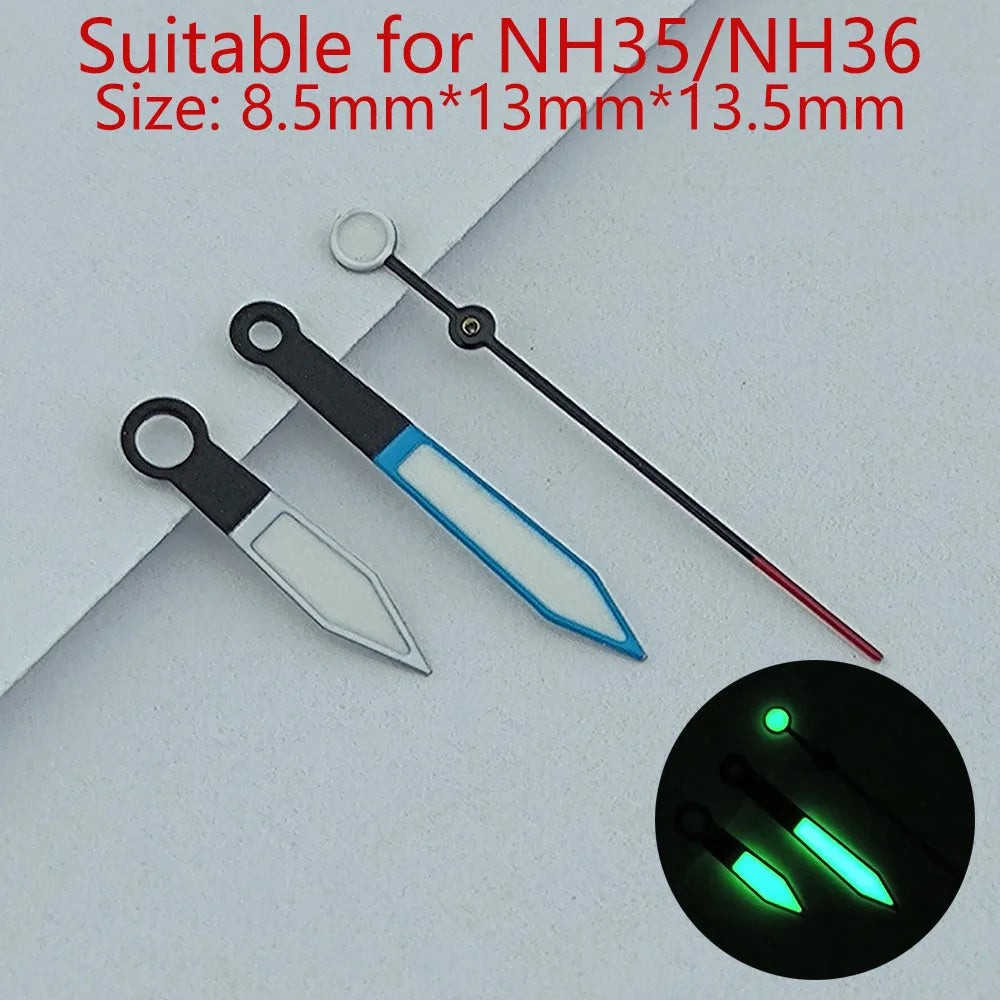 NH35 Hands Watch Hands Watch Accessories Watch Pointer White Pointer Green Super Luminous Suitable For N H35 N H36 Movement