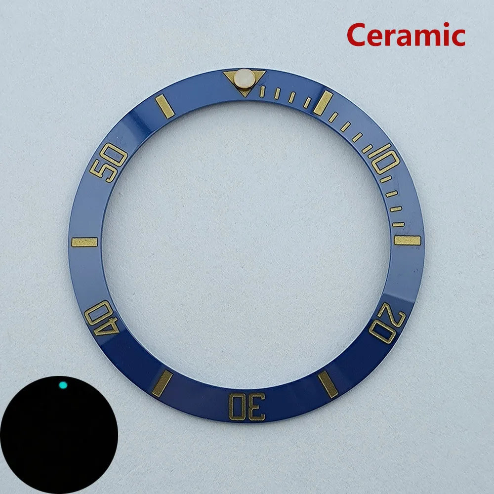 insert bezel ceramic/aluminium 38mm high quality green/blue luminous bezel is tilted for 40mm case watch repair tools