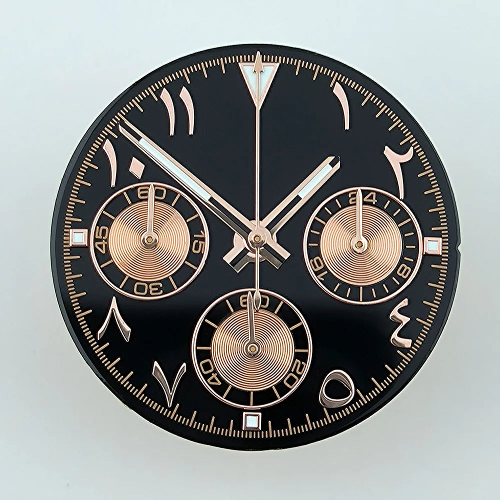 NEW VK63 chronograph dial Custom logo Arabic numeral panda dial 29mm green glowing fit VK63 quartz movement watch Repair tools