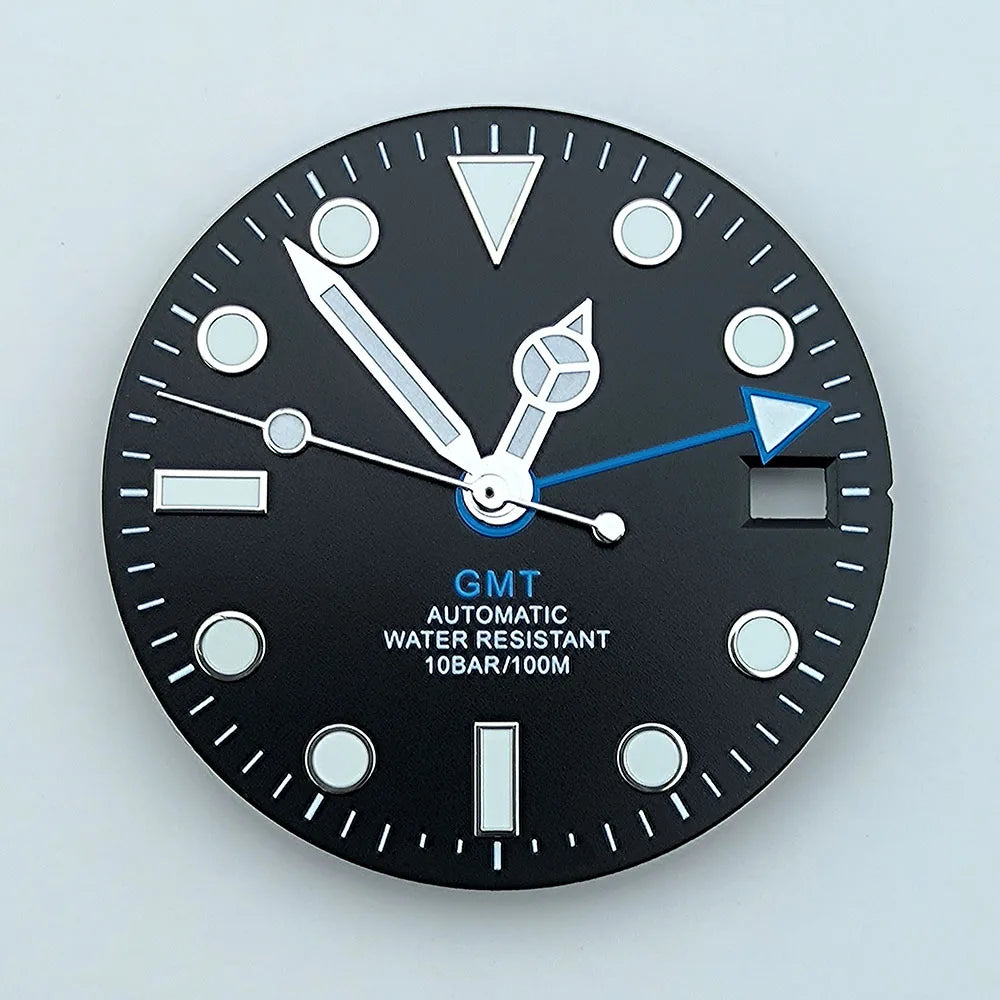 watch dial N H34 dial Custom logo 28.5mm GMT four hands green luminous for N H34 Movement watch accessories repair tool