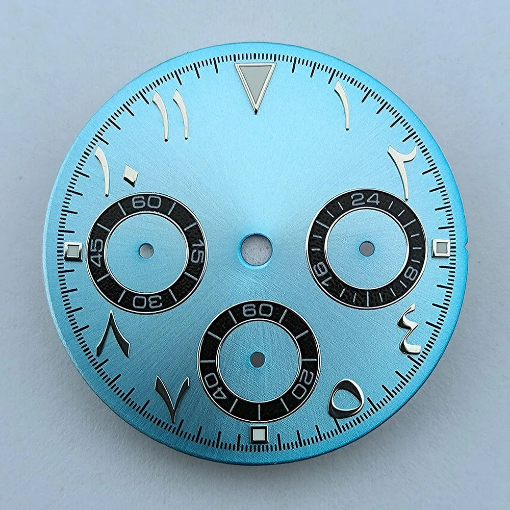 NEW VK63 chronograph dial Custom logo Arabic numeral panda dial 29mm green glowing fit VK63 quartz movement watch Repair tools