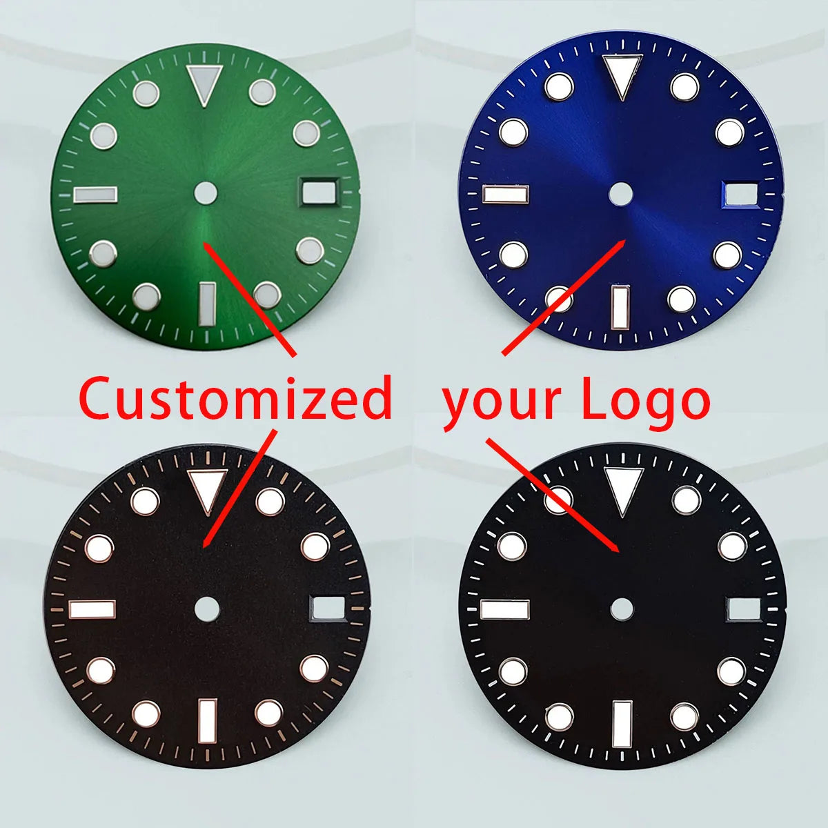 28.5mm dial diameter NH35/NH36 movement luminous dial with single calendar watch accessories customizable dial DIY logo