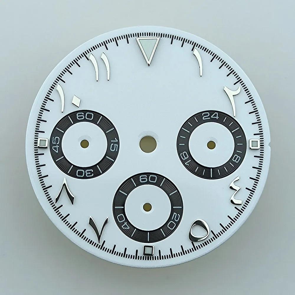 NEW VK63 chronograph dial Custom logo Arabic numeral panda dial 29mm green glowing fit VK63 quartz movement watch Repair tools