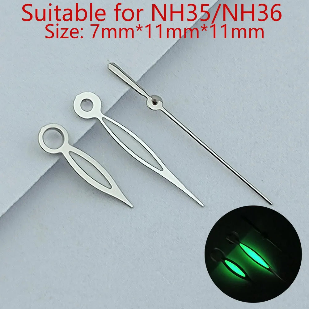 NH35 Hands Watch Hands Watch Accessories Watch Pointer White Pointer Green Super Luminous Suitable For N H35 N H36 Movement