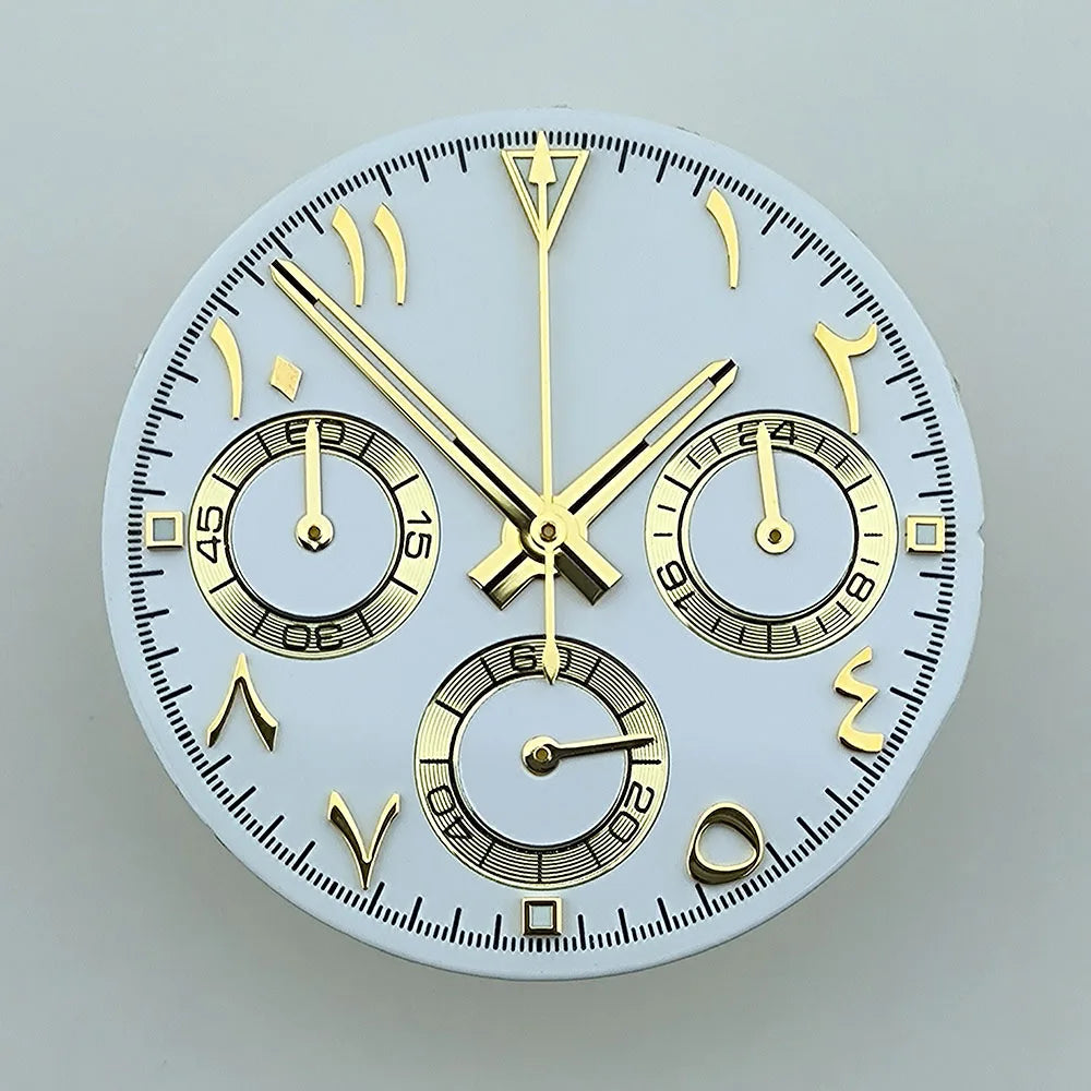 NEW VK63 chronograph dial Custom logo Arabic numeral panda dial 29mm green glowing fit VK63 quartz movement watch Repair tools