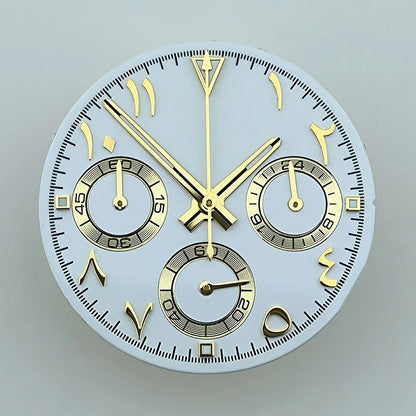 NEW VK63 chronograph dial Custom logo Arabic numeral panda dial 29mm green glowing fit VK63 quartz movement watch Repair tools