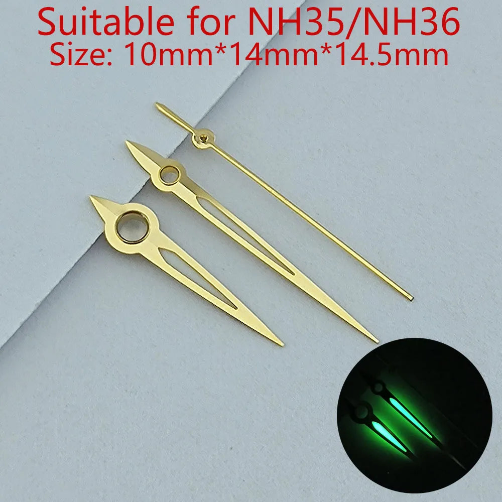 NH35 Hands Watch Hands Watch Accessories Watch Pointer White Pointer Green Super Luminous Suitable For N H35 N H36 Movement