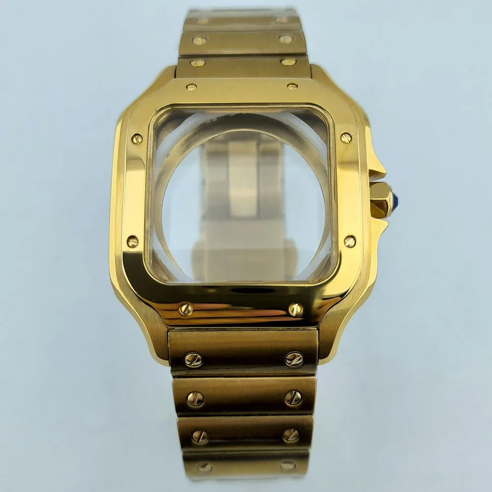 NH35 case Watch Case High quality Square case Roma Dial Folding Buckle Square Case fit NH35 NH36 movement Watch accessories