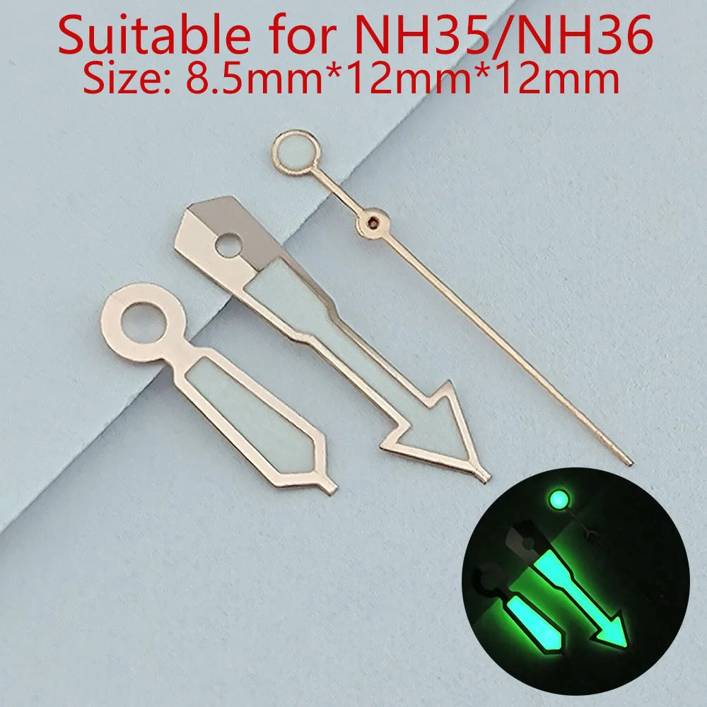 NH35 Hands Watch Hands Watch Accessories Watch Pointer White Pointer Green Super Luminous Suitable For N H35 N H36 Movement