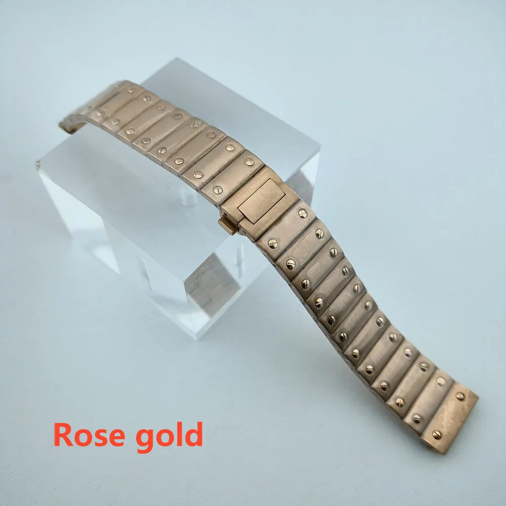 38mm NH35 Watch case Square Dial Roma Dial Watch Case Folding Buckle Square Case Leather strap fit NH35 movement