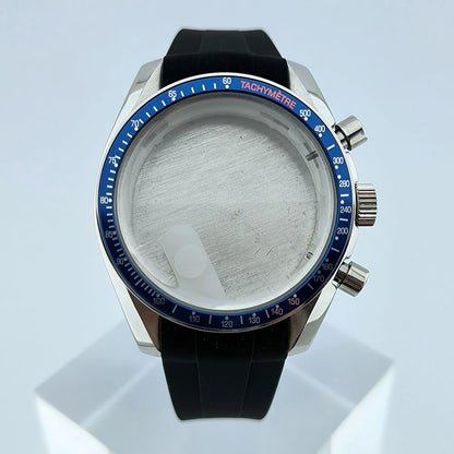 VK63 Chronograph Case VK63 Quartz Watch Case Fit 32.5mm Dial Stainless Steel Case Rubber Strap Men's Case Accessories
