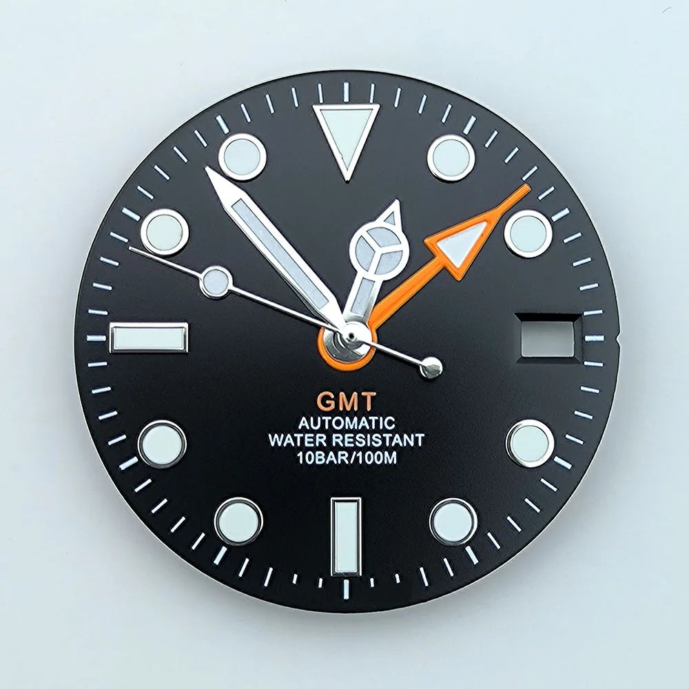 watch dial N H34 dial Custom logo 28.5mm GMT four hands green luminous for N H34 Movement watch accessories repair tool