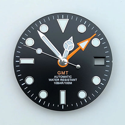 watch dial N H34 dial Custom logo 28.5mm GMT four hands green luminous for N H34 Movement watch accessories repair tool
