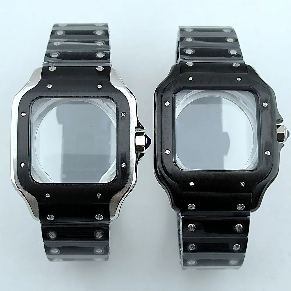 NH35 case Watch Case High quality Square case Roma Dial Folding Buckle Square Case fit NH35 NH36 movement Watch accessories