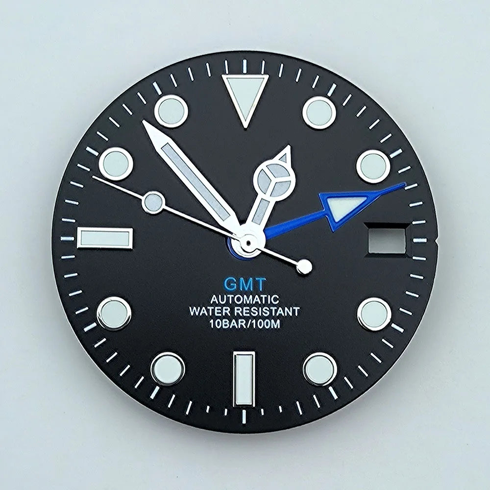 watch dial N H34 dial Custom logo 28.5mm GMT four hands green luminous for N H34 Movement watch accessories repair tool