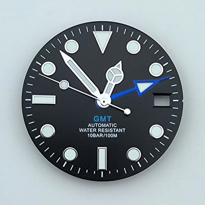 watch dial N H34 dial Custom logo 28.5mm GMT four hands green luminous for N H34 Movement watch accessories repair tool