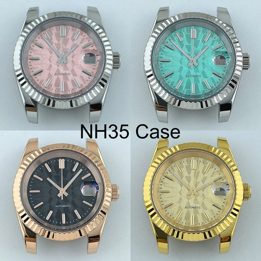NH35 Case Watch Case Men's Automatic Watch 36mm/39mm Stainless Steel Sapphire Glass Fit NH Series Movement Watch Accessories