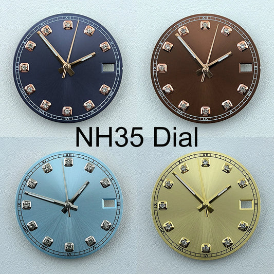 NH35 Dial Watch Dial Men's Watch Diamond Dial Custom Logo No logo 28.5mm No Luminous Fit NH Series Movement Watch Accessories