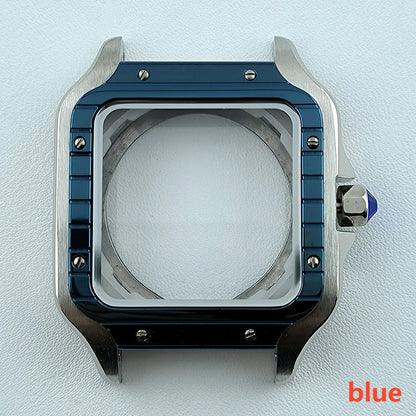 38mm NH35 Watch case Square Dial Roma Dial Watch Case Folding Buckle Square Case Leather strap fit NH35 movement