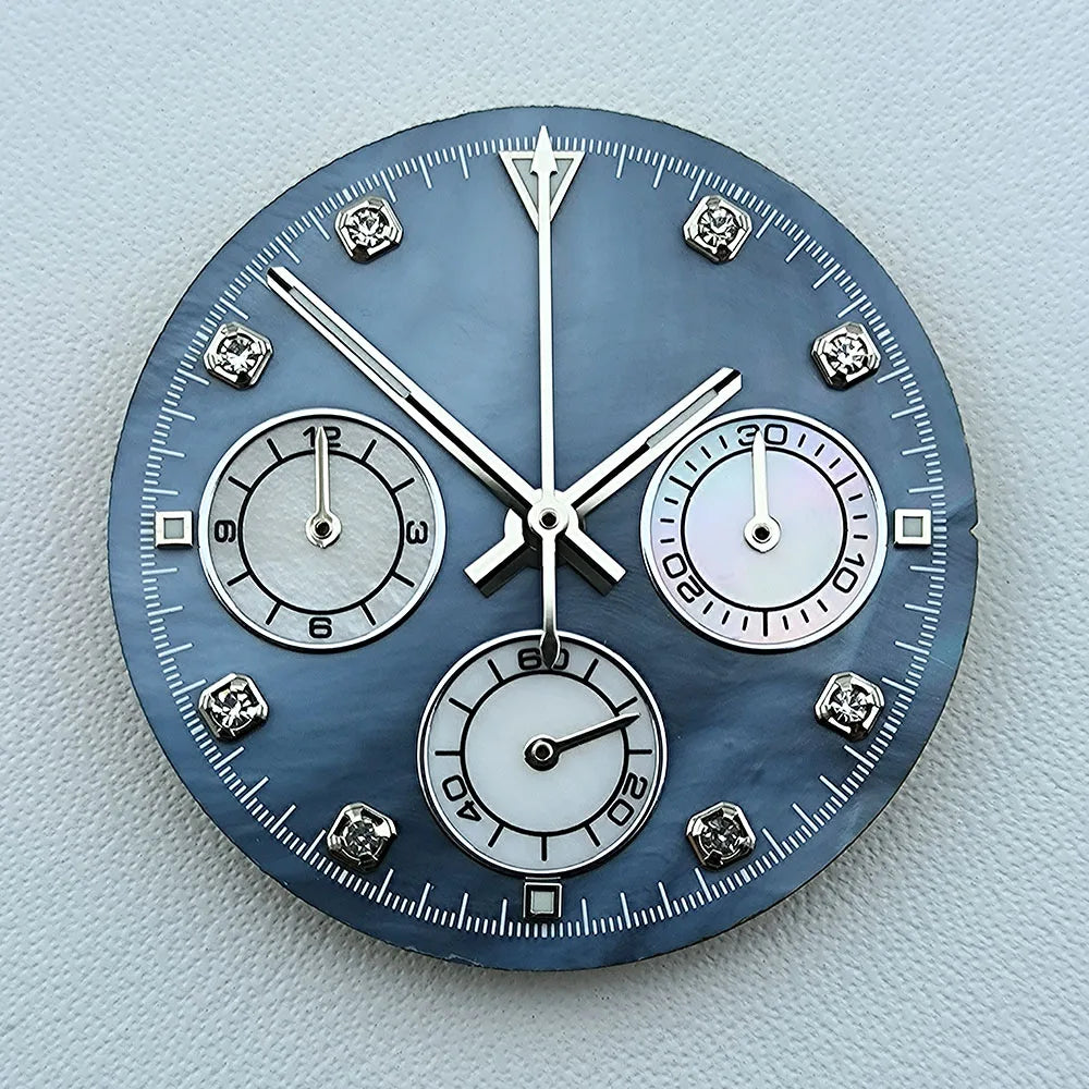 Hot 29.5mm VK63 chronograph dial Diamond Numerals Shell dial No Luminous fit VK63 quartz movement watch accessories