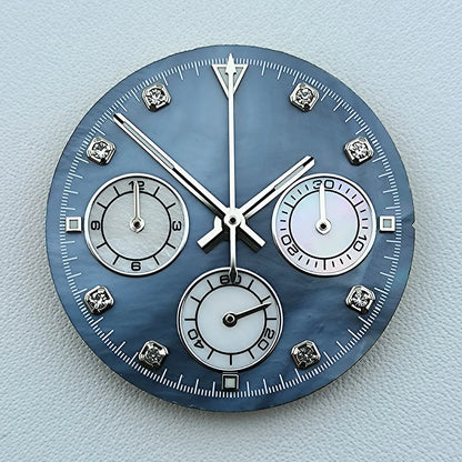Hot 29.5mm VK63 chronograph dial Diamond Numerals Shell dial No Luminous fit VK63 quartz movement watch accessories