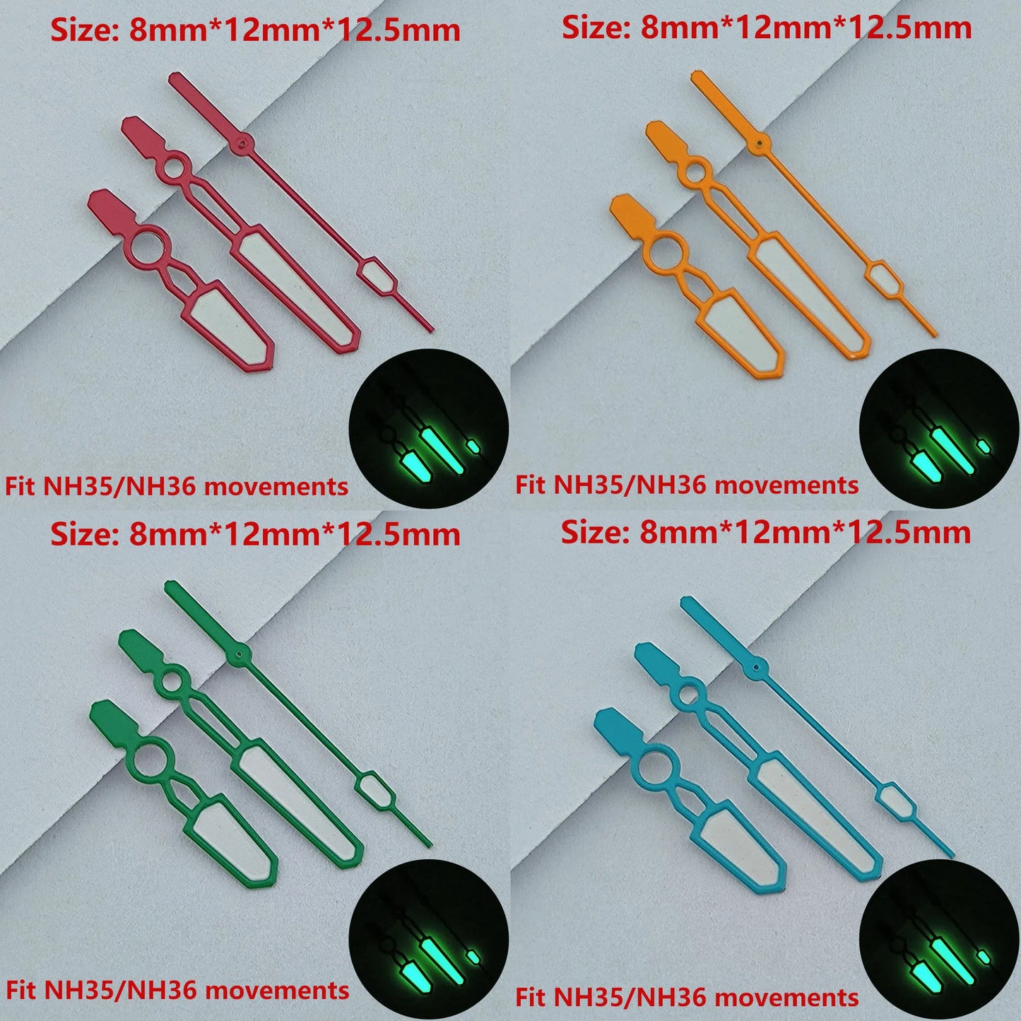 NH35 NH36 hands watch hands green luminous second hand watch accessories Repair tools watch pointer red/yellow/green/blue hands