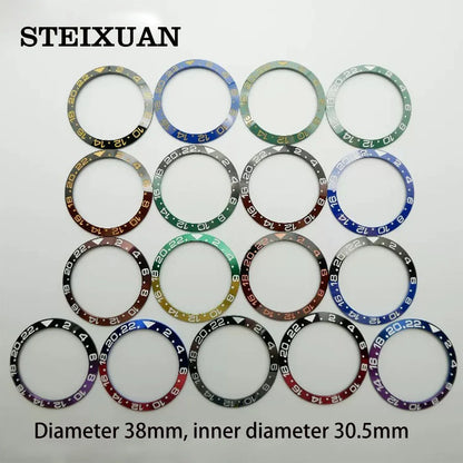 38mm Ceramic And Aluminum Ring GMT Style Watch Bezel Insert For 40mm Watch Cases Replace Accessory Diving Bezel Ring