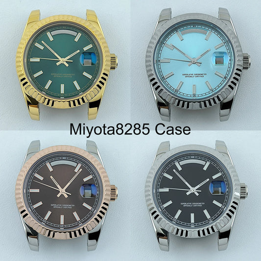 39mm Watch Case Miyota8285 Case  Men's Automatic Watch Stainless Steel Sapphire Glass Fit Miyota 8285 Movement Watch Accessories