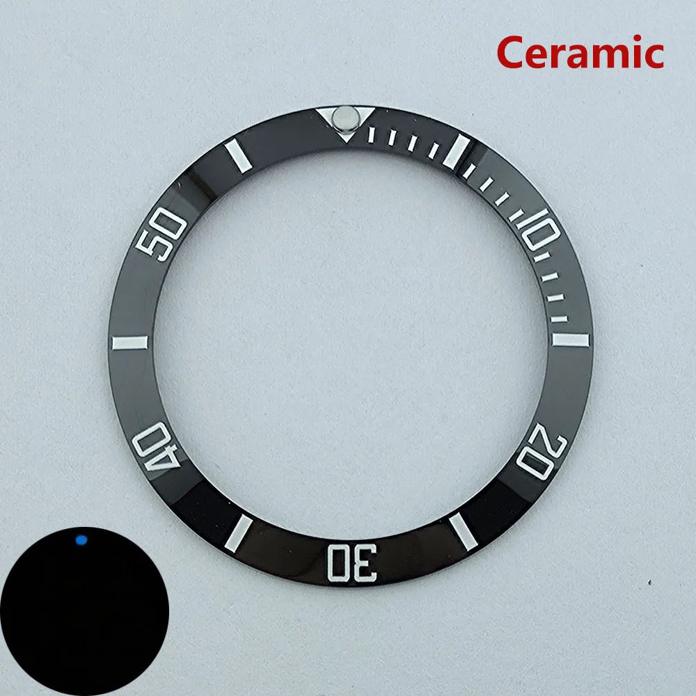 insert bezel ceramic/aluminium 38mm high quality green/blue luminous bezel is tilted for 40mm case watch repair tools