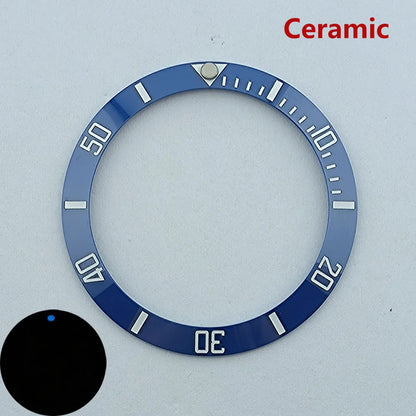 insert bezel ceramic/aluminium 38mm high quality green/blue luminous bezel is tilted for 40mm case watch repair tools
