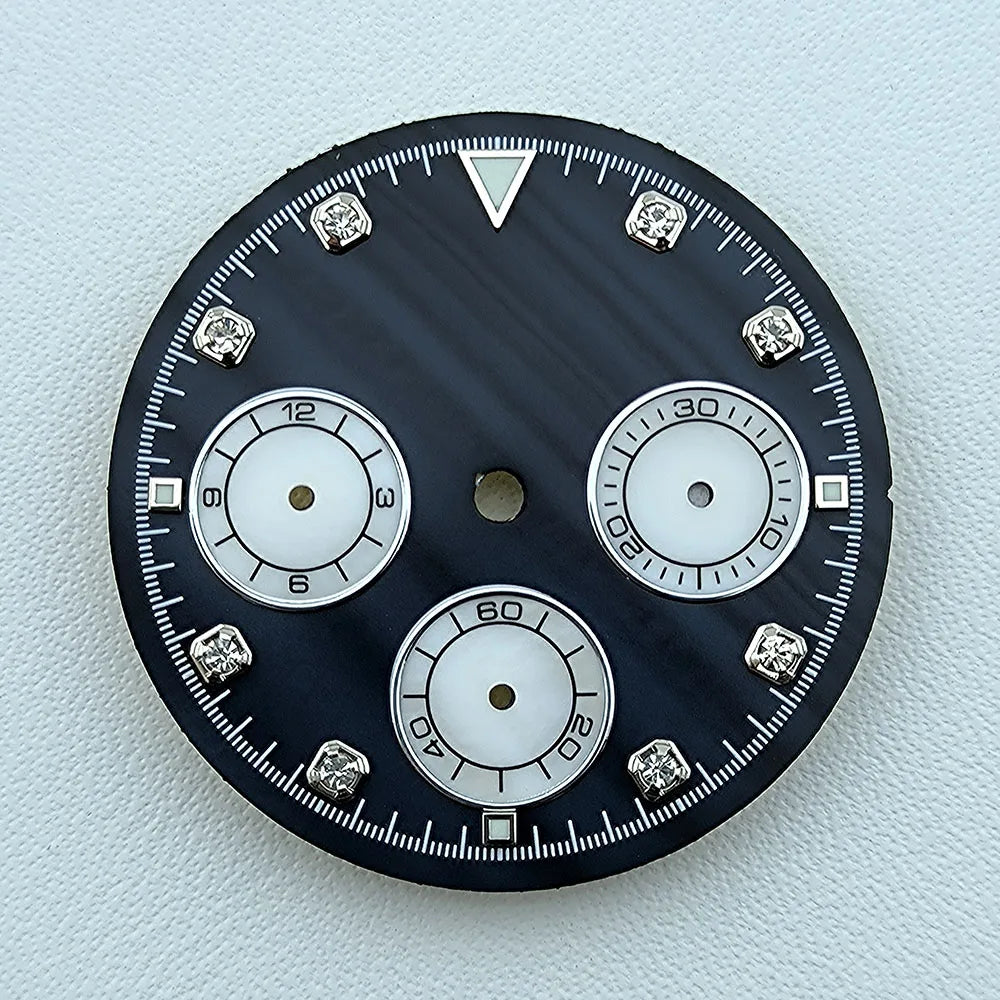 Hot 29.5mm VK63 chronograph dial Diamond Numerals Shell dial No Luminous fit VK63 quartz movement watch accessories