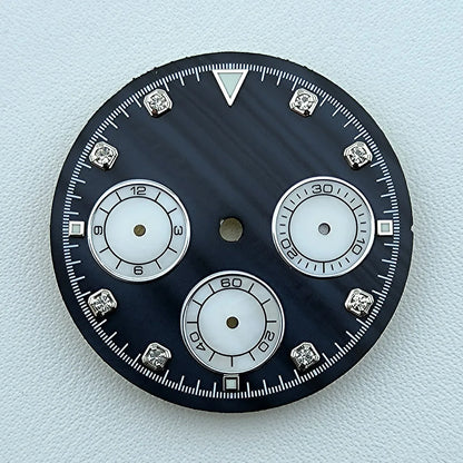 Hot 29.5mm VK63 chronograph dial Diamond Numerals Shell dial No Luminous fit VK63 quartz movement watch accessories