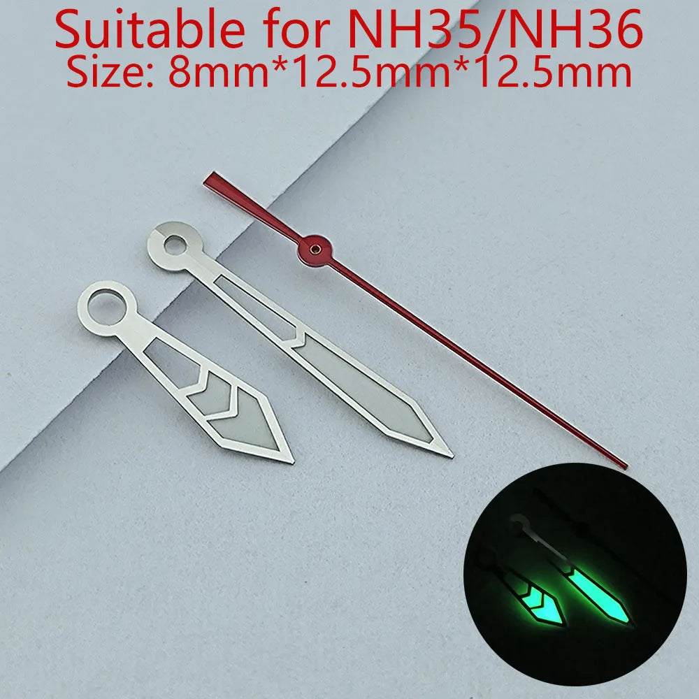 NH35 Hands Watch Hands Watch Accessories Watch Pointer White Pointer Green Super Luminous Suitable For N H35 N H36 Movement