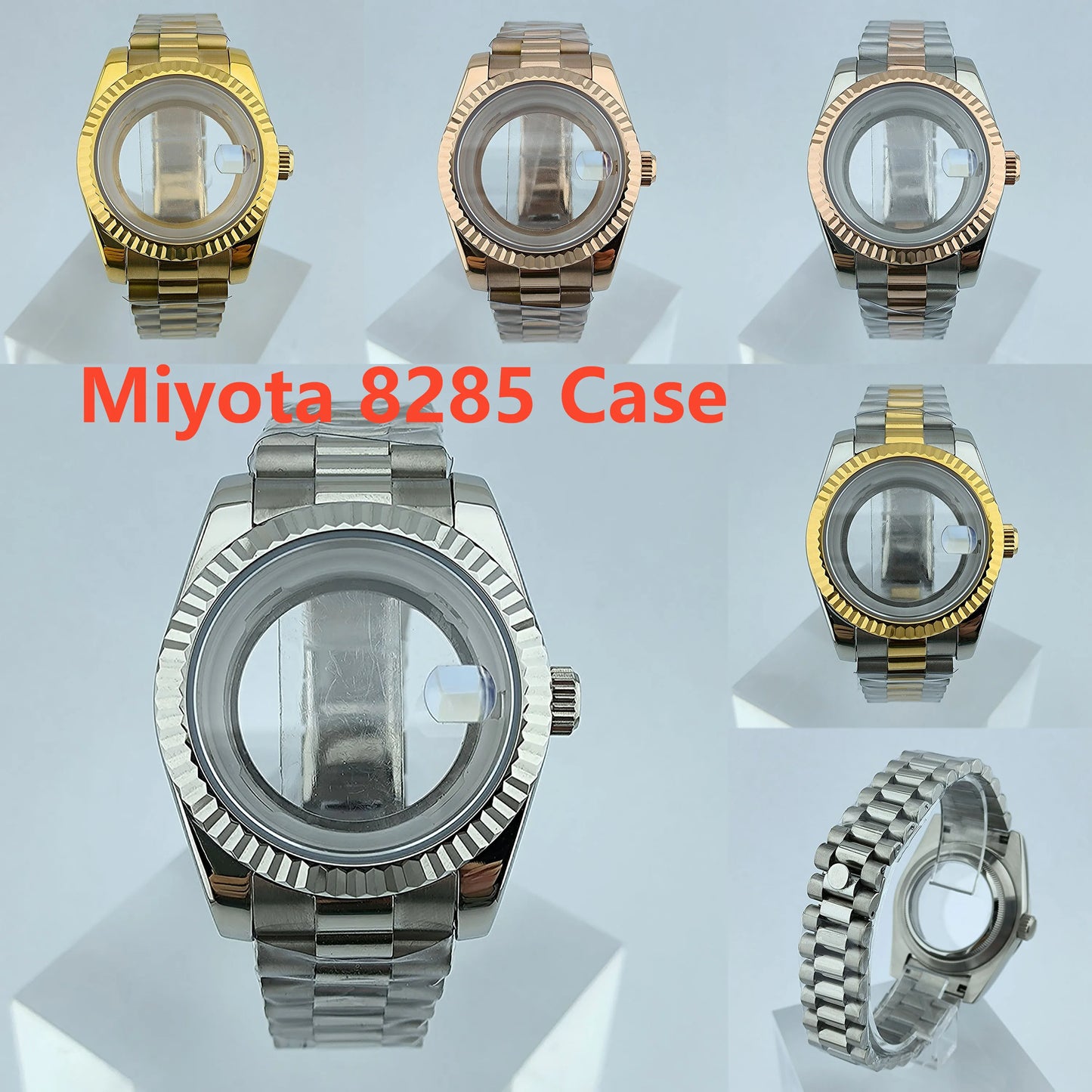Miyota8285 hands watch case stainless steel men automatic watch sapphire glass suitable for 8285 movement watch accessories