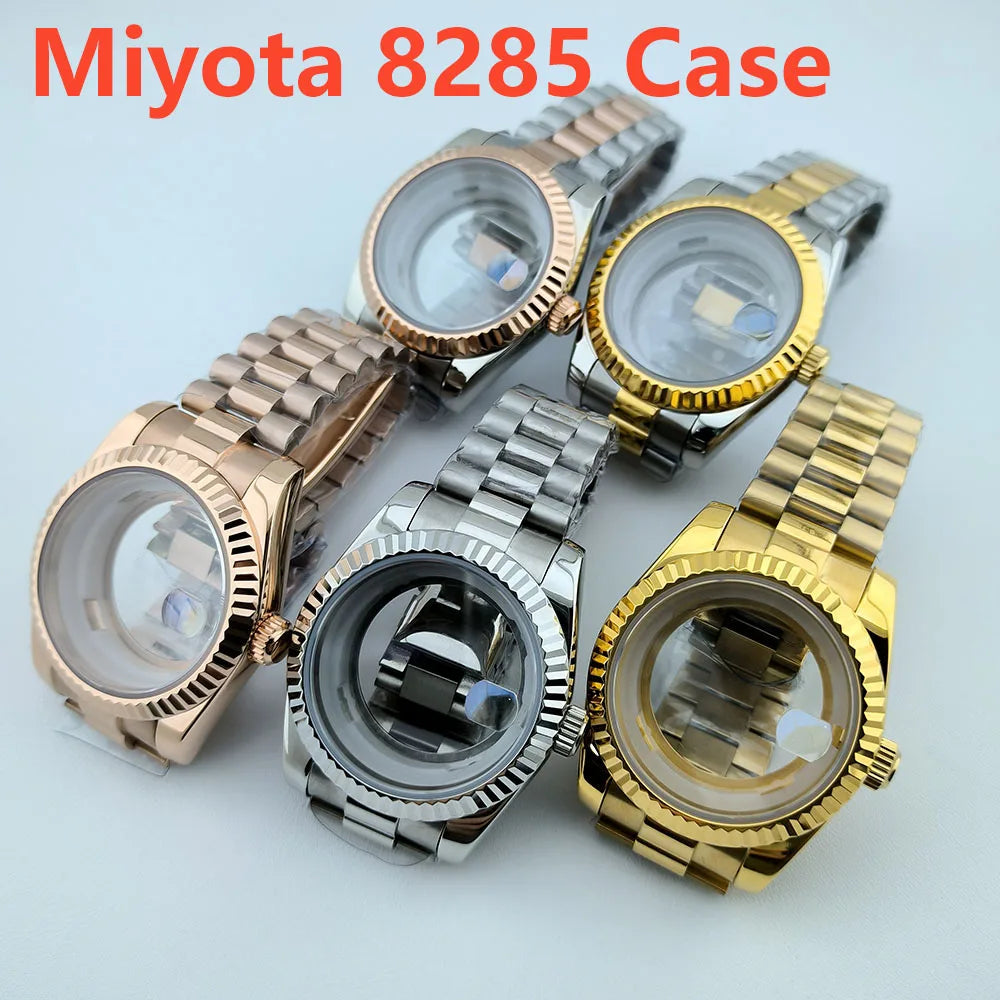 Miyota8285 hands watch case stainless steel men automatic watch sapphire glass suitable for 8285 movement watch accessories