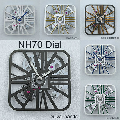 NH70 Dial Hollowed out Dial Square Dial Roma Numeral Dial 27mm No logo fit NH70 movement Repair tools