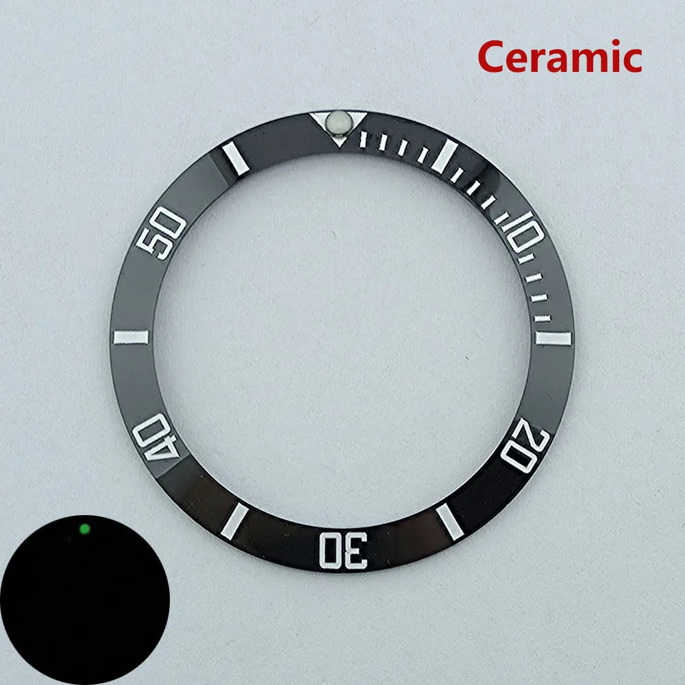 insert bezel ceramic/aluminium 38mm high quality green/blue luminous bezel is tilted for 40mm case watch repair tools