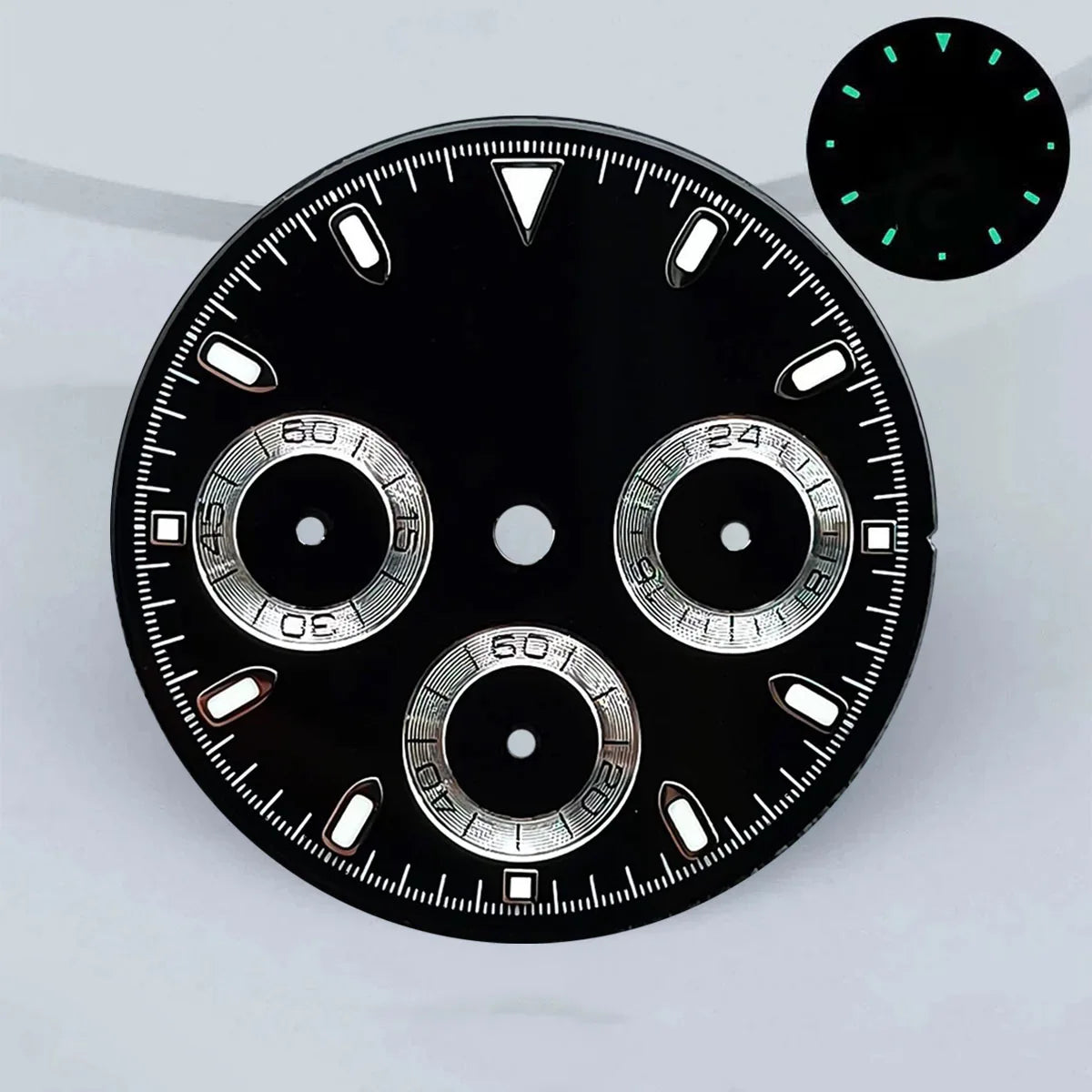 29mm VK63 chronograph dial Custom logo Panda dial Green glowing fit VK63 quartz movement watch accessories