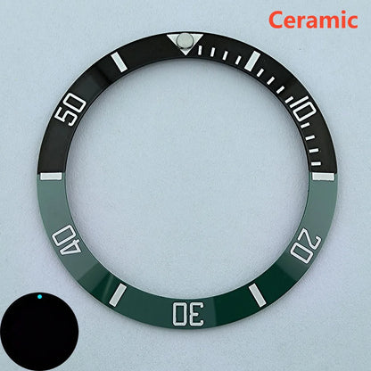 insert bezel ceramic/aluminium 38mm high quality green/blue luminous bezel is tilted for 40mm case watch repair tools