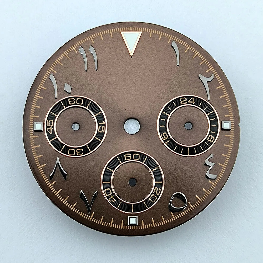 NEW VK63 chronograph dial Custom logo Arabic numeral panda dial 29mm green glowing fit VK63 quartz movement watch Repair tools