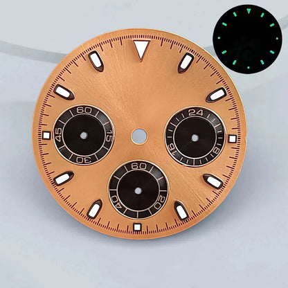 29mm VK63 chronograph dial Custom logo Panda dial Green glowing fit VK63 quartz movement watch accessories