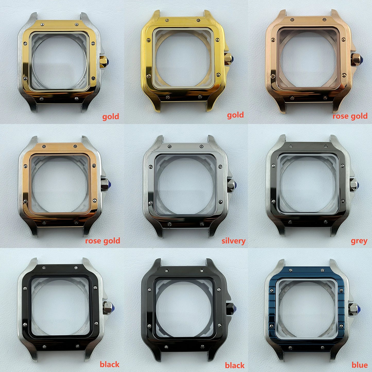 38mm NH35 Watch case Square Dial Roma Dial Watch Case Folding Buckle Square Case Leather strap fit NH35 movement